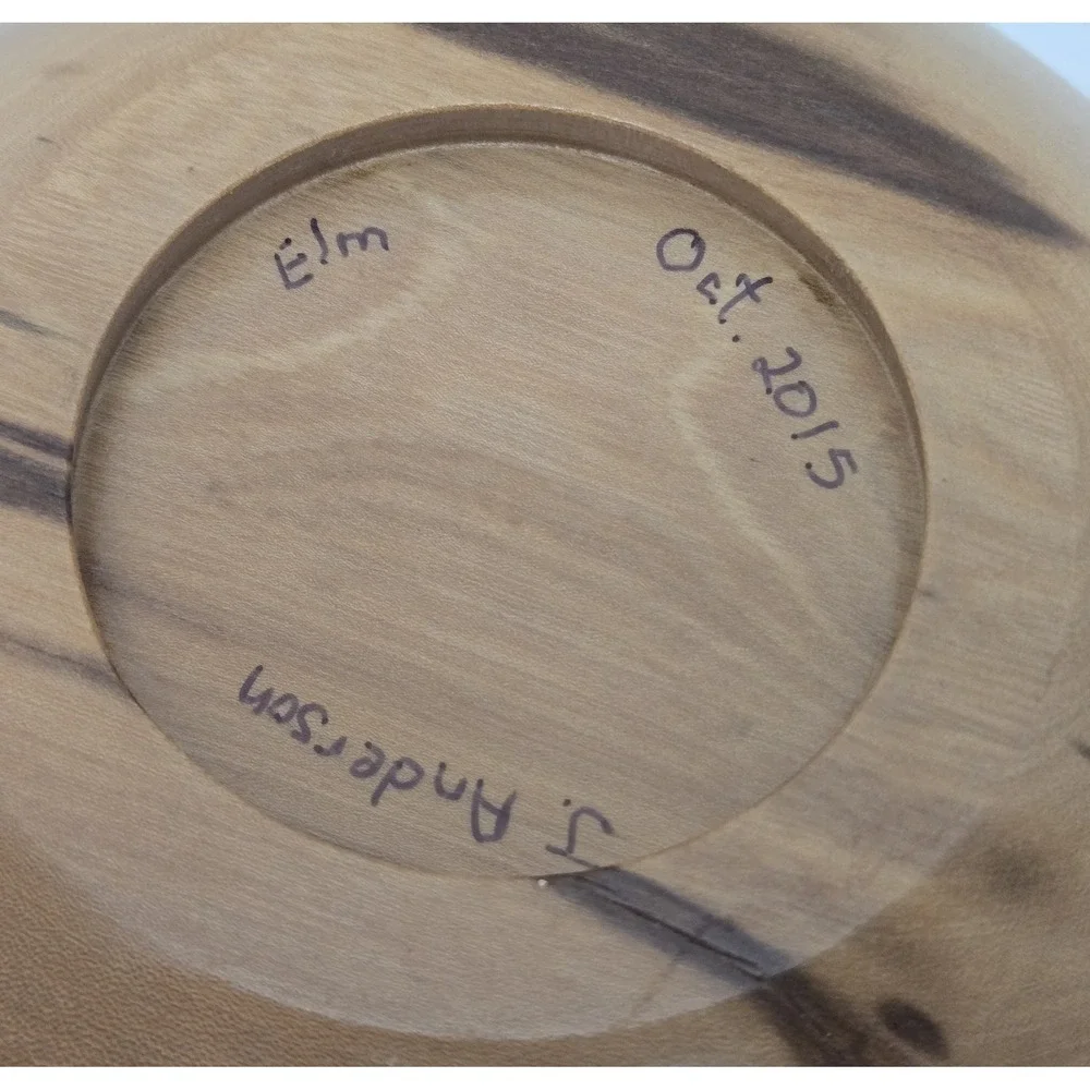 Vtg J. Anderson Hand-Turned Elm Wood Bowl 7